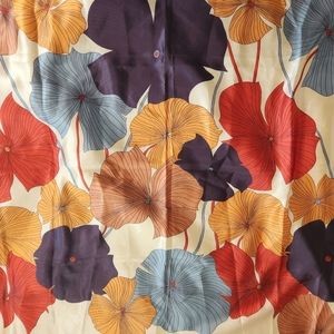 Vintage America Brown Red and Purple Floral Printed Scarf